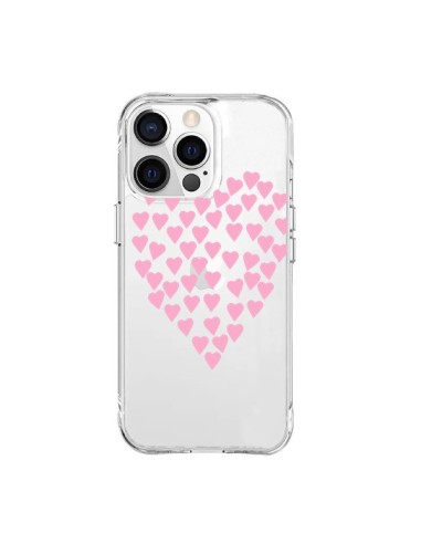 Coque iPhone 15 Pro Max Coeurs Heart Love Rose Pink Transparente - Project M