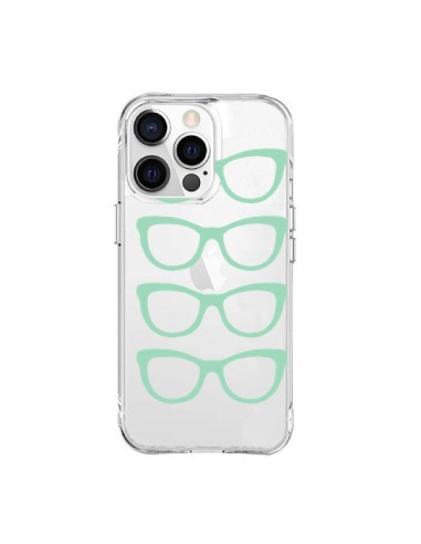 Cover iPhone 15 Pro Max Occhiali da Sole Verde Menta Trasparente - Project M