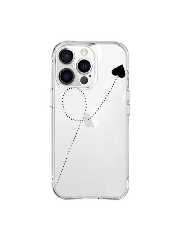 Coque iPhone 15 Pro Max Travel to your Heart Noir Voyage Coeur Transparente - Project M
