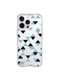iPhone 15 Pro Max Case Triangles Ice Blue Black Clear -...
