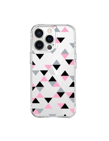 Cover iPhone 15 Pro Max Triangoli Rosa Nero Trasparente - Project M