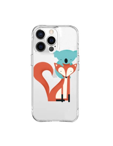 Coque iPhone 15 Pro Max Renard et Koala Love Transparente - Jay Fleck