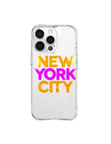 iPhone 15 Pro Max Case New York City NYC Orange Pink Clear - Javier Martinez