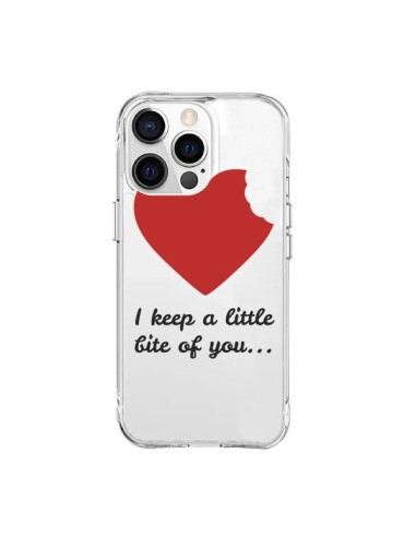 Coque iPhone 15 Pro Max I keep a little bite of you Love Heart Amour Transparente - Julien Martinez