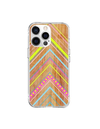 Coque iPhone 15 Pro Max Wooden Chevron Pink Bois Azteque Aztec Tribal - Jenny Mhairi