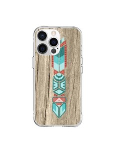 Cover iPhone 15 Pro Max Totem Tribal Azteco Legno Wood -...