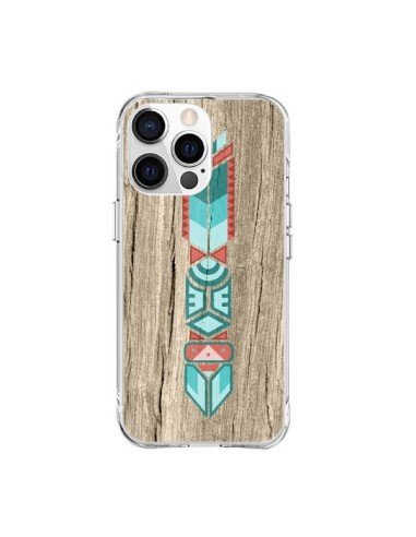 Coque iPhone 15 Pro Max Totem Tribal Azteque Bois Wood - Jonathan Perez