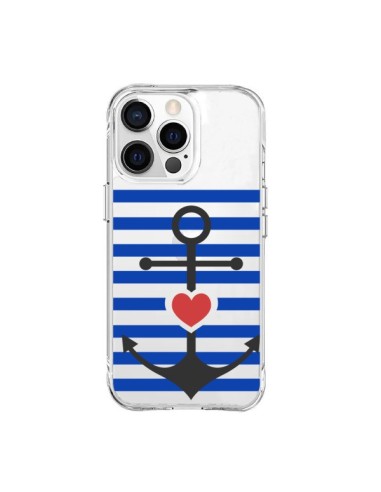 Cover iPhone 15 Pro Max Ancora Marina Cuore Trasparente - Jonathan Perez