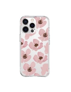 Coque iPhone 15 Pro Max Fleurs Roses Flower Transparente...