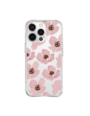 iPhone 15 Pro Max Case Flowers Pink Clear - Dricia Do