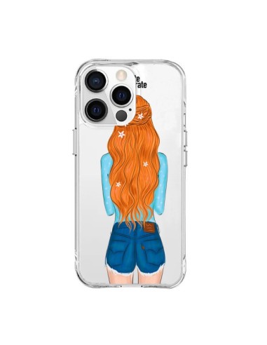 Cover iPhone 15 Pro Max Red Hair Don't Care Capelli Rossi Trasparente - kateillustrate
