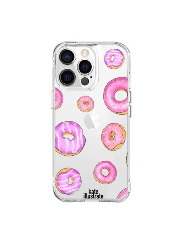 Coque iPhone 15 Pro Max Pink Donuts Rose Transparente - kateillustrate