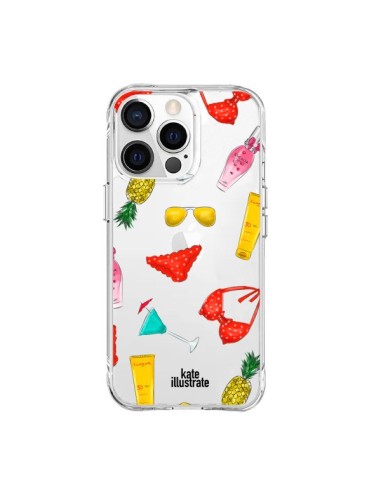 Cover iPhone 15 Pro Max Summer Essentials Estate Essenziale Trasparente - kateillustrate