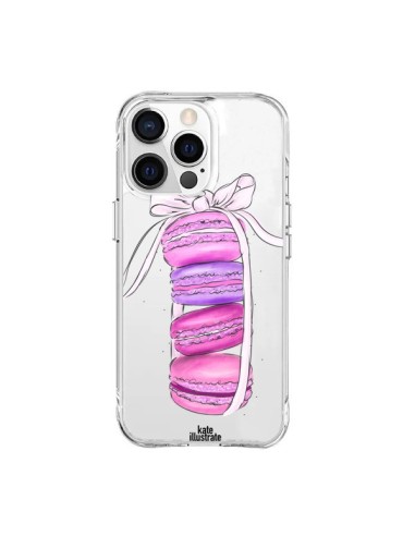 Coque iPhone 15 Pro Max Macarons Pink Purple Rose Violet Transparente - kateillustrate