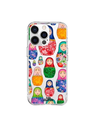 Coque iPhone 15 Pro Max Matryoshka Dolls Poupées Russes Transparente - kateillustrate