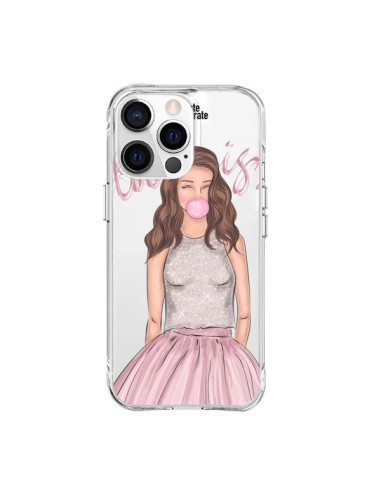 Coque iPhone 15 Pro Max Bubble Girl Tiffany Rose Transparente - kateillustrate