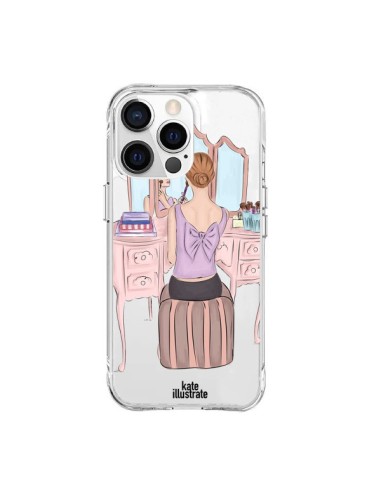 Coque iPhone 15 Pro Max Vanity Coiffeuse Make Up Transparente - kateillustrate