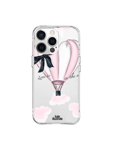 Coque iPhone 15 Pro Max Love is in the Air Love Montgolfier Transparente - kateillustrate