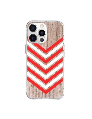 Coque iPhone 15 Pro Max Tribal Aztèque Bois Wood Flèche Rouge Blanc - Laetitia