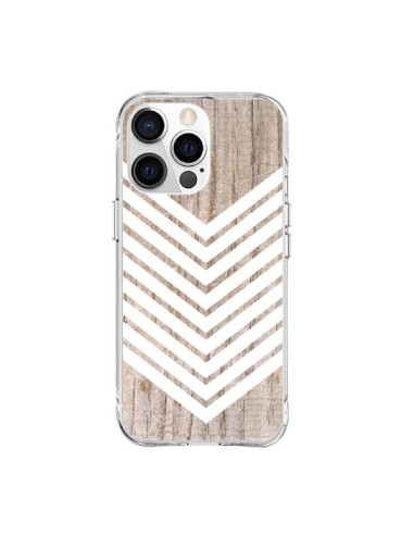 Cover iPhone 15 Pro Max Tribale Azteco Legno Wood Freccia Bianco - Laetitia