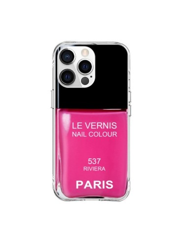 Coque iPhone 15 Pro Max Vernis Paris Riviera Rose - Laetitia