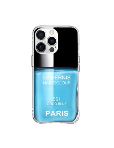 Coque iPhone 15 Pro Max Vernis Paris Coco Blue Bleu - Laetitia