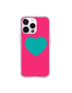 iPhone 15 Pro Max Case Heart Blue Sfondo Pink - Laetitia