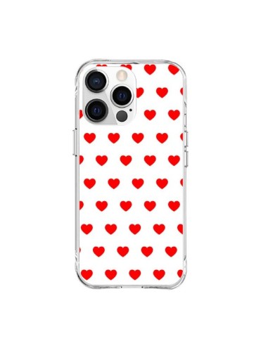 Coque iPhone 15 Pro Max Coeurs Rouges Fond Blanc - Laetitia