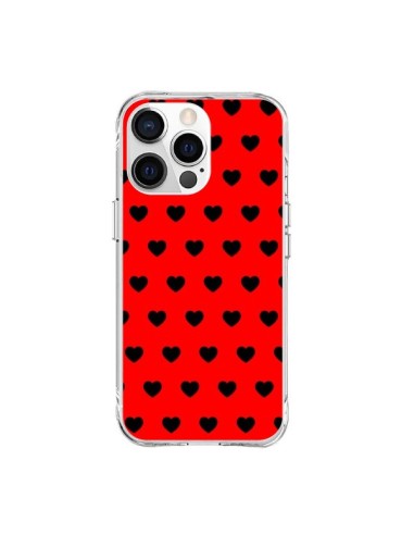 iPhone 15 Pro Max Case Heart Blacks sfondo Red - Laetitia