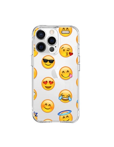 Coque iPhone 15 Pro Max Smiley Emoticone Emoji Transparente - Laetitia