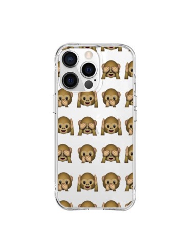 Cover iPhone 15 Pro Max Emoji Scimmia Trasparente - Laetitia