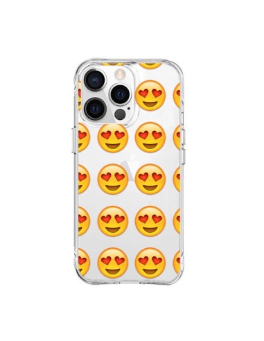 Cover iPhone 15 Pro Max Amore Sorriso Emoji Trasparente - Laetitia