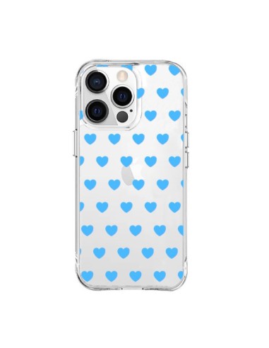Coque iPhone 15 Pro Max Coeur Heart Love Amour Bleu Transparente - Laetitia
