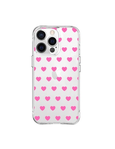 Cover iPhone 15 Pro Max Cuore Amore Rosa Trasparente - Laetitia