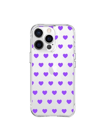 Cover iPhone 15 Pro Max Cuore Amore Viola Trasparente - Laetitia