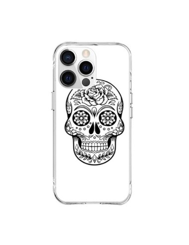 Coque iPhone 15 Pro Max Tête de Mort Mexicaine Noir - Laetitia