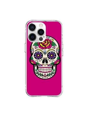 Coque iPhone 15 Pro Max Tête de Mort Mexicaine Rose Fushia - Laetitia