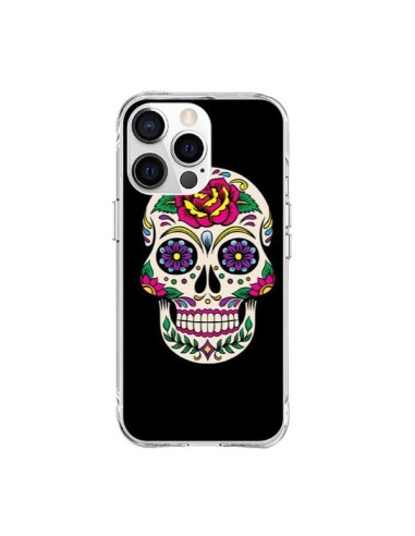 Coque iPhone 15 Pro Max Tête de Mort Mexicaine Multicolore Noir - Laetitia