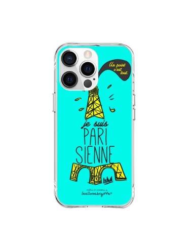 Coque iPhone 15 Pro Max Je suis Parisienne La Tour Eiffel Bleu - Leellouebrigitte