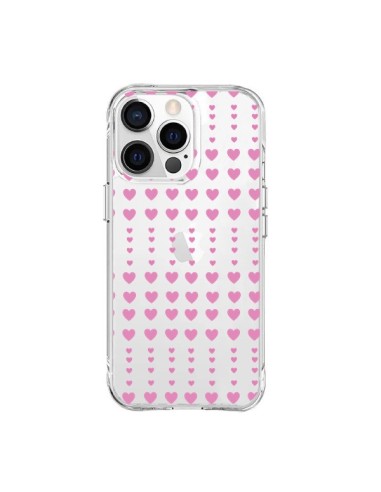 Coque iPhone 15 Pro Max Coeurs Heart Love Amour Rose Transparente - Petit Griffin