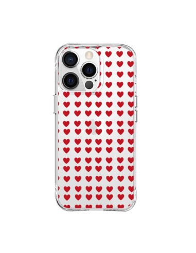 iPhone 15 Pro Max Case Heart Heart Love Amour Red Clear - Petit Griffin