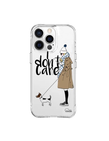 Cover iPhone 15 Pro Max I don't care Fille Cane Trasparente - Lolo Santo