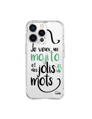 Coque iPhone 15 Pro Max Je veux un mojito et des jolis mots Transparente - Lolo Santo