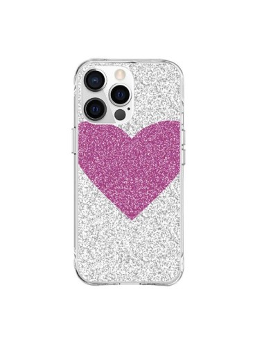 Coque iPhone 15 Pro Max Coeur Rose Argent Love - Mary Nesrala