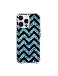 Cover iPhone 15 Pro Max Chevron Aqua Sparkle Triangolo...
