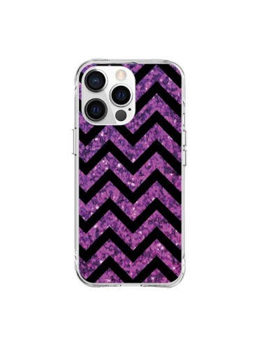 Cover iPhone 15 Pro Max Chevron Viola Sparkle Triangolo Azteco - Mary Nesrala