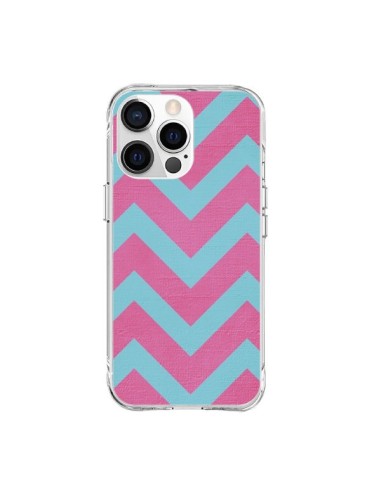 Coque iPhone 15 Pro Max Strawberry Chevron Rose Bleu - Mary Nesrala