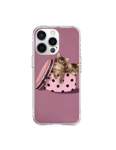 Coque iPhone 15 Pro Max Chaton Chat Kitten Boite Pois - Maryline Cazenave
