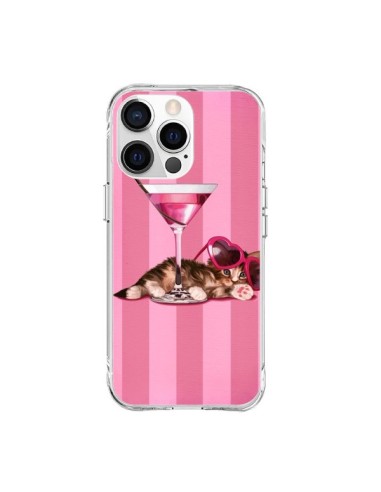 Coque iPhone 15 Pro Max Chaton Chat Kitten Cocktail Lunettes Coeur - Maryline Cazenave