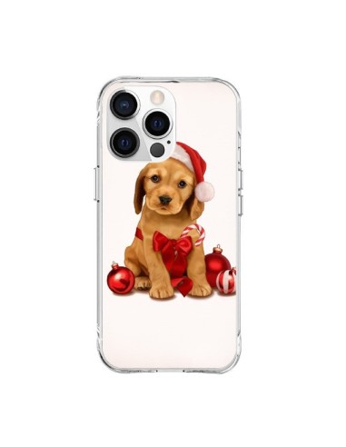 Coque iPhone 15 Pro Max Chien Dog Pere Noel Christmas Boules Sapin - Maryline Cazenave